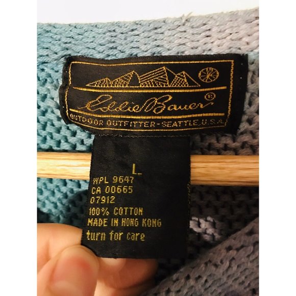 Eddie Bauer Vintage Womens Large Blue Swirl Dye Knit Sweater - Picture 4 of 5